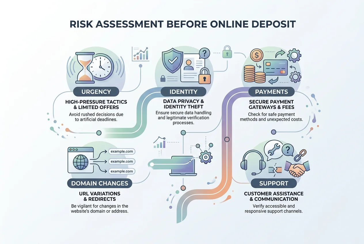 Mapa de señales de riesgo antes de depositar dinero en una web de juego